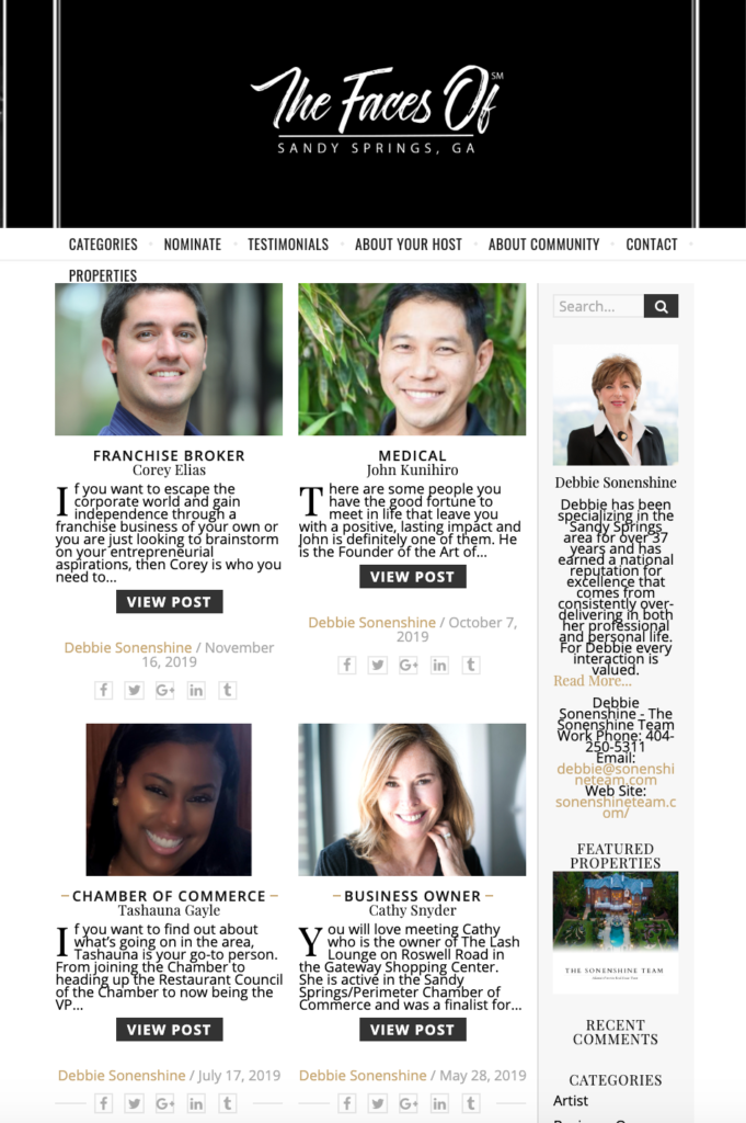 The Faces of Sandy Springs homepage